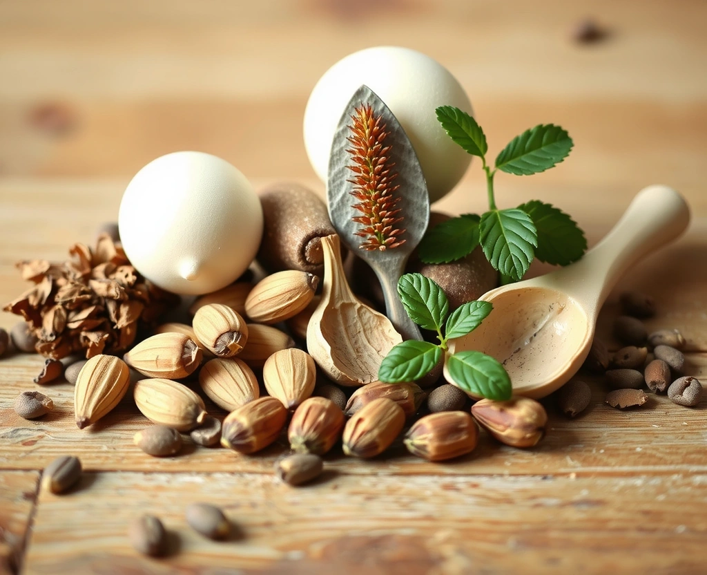 Natural ingredients and organic elements representing quality and purity